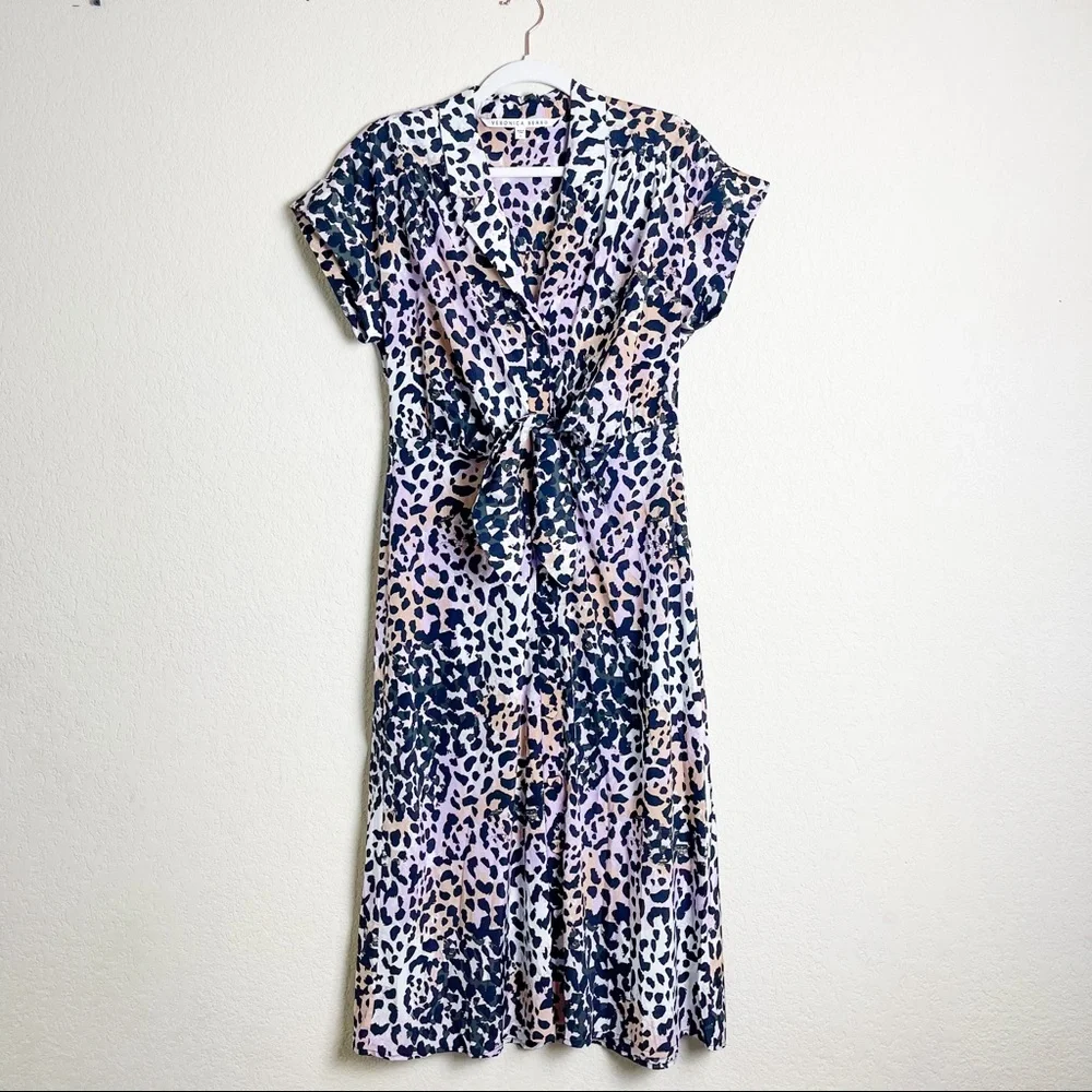 Veronica Beard Amani Dress Lilac Multi Leopard Animal Pastel Size 6 - Picture 6 of 12